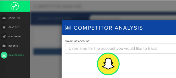 Adăugați numele de utilizator Snapchat al concurentului pe care doriți să îl urmăriți în Snaplytics.