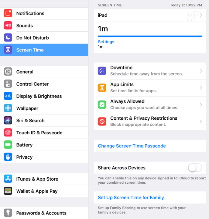 Setări ora ecranului iOS 12