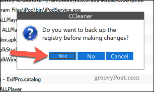 Copierea de rezervă a registrului Windows utilizând CCleaner