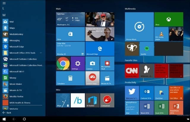 Sfat pentru Windows 10: Faceți meniul Start Lansați ecran complet