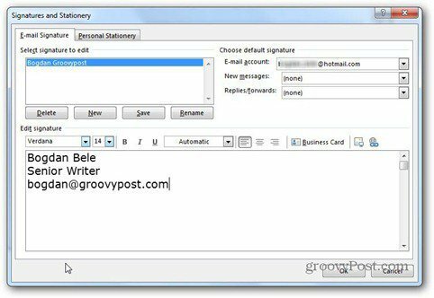 Outlook 2013 modificare semnătură