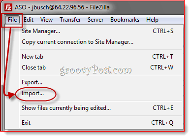 Importarea intrărilor FileZilla Site Manager