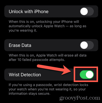 detectarea încheieturii Apple Watch