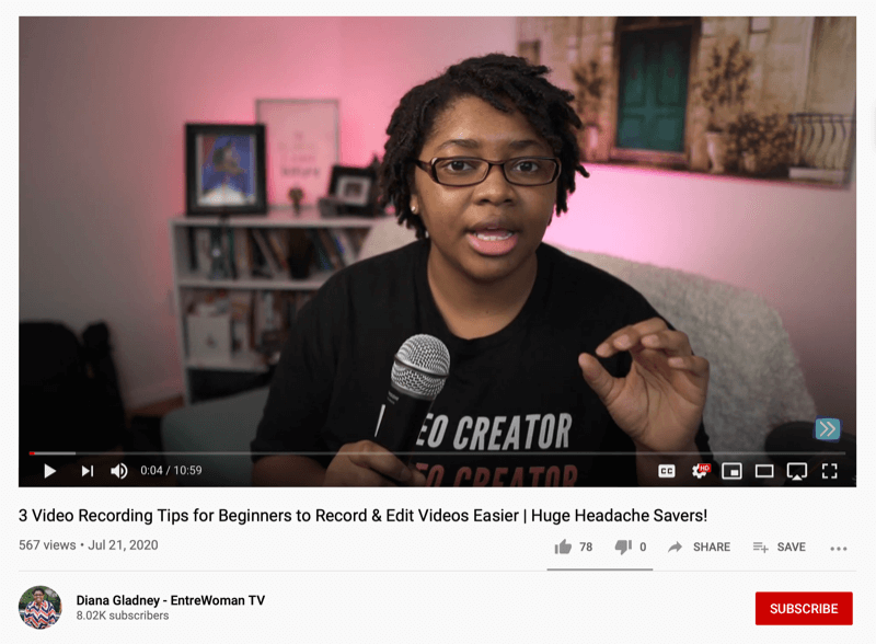 captură de ecran a unui video TV întrewoman care oferă 3 sfaturi pentru începători pentru a înregistra și edita videoclipuri mai ușor