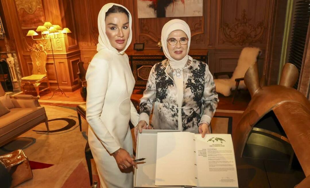 Prima Doamnă Erdogan sa întâlnit cu Sheikha Moza, mama emirului Qatar Sheikh Al Thani