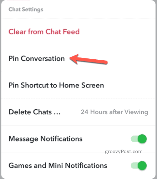 Fixați o conversație pe Snapchat
