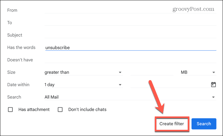 gmail creează filtru