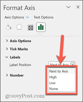 pozițiile etichetei excel