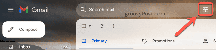 Butonul de căutare avansată Gmail