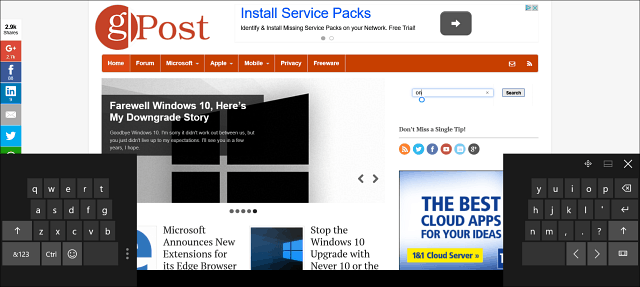 Sfat pentru Windows 10: Divizați tastatura pe ecran în modul Tabletă