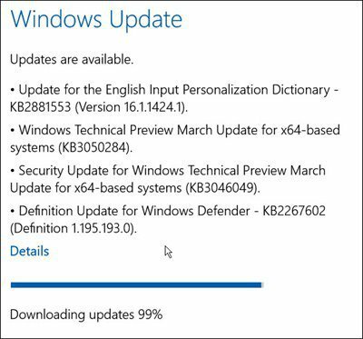 Actualizări Windows 10