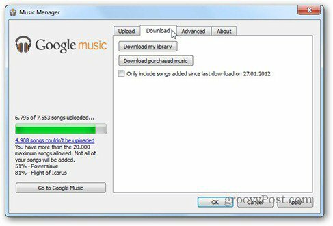 fila pentru descărcare de muzică Google