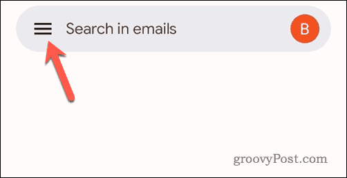 Atingeți pictograma meniului Gmail în Gmail mobil