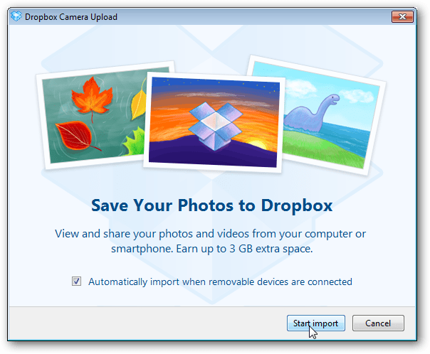 Dropbox care oferă 3Giguri de spațiu liber pentru utilizarea noii funcții de sincronizare foto