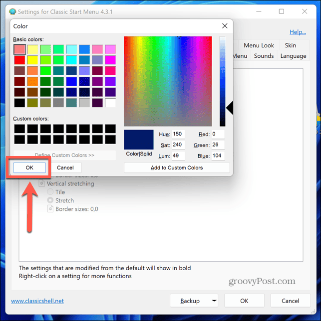 Windows 11 Classic shell color selector