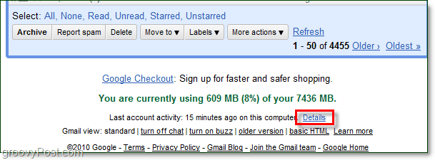cum să accesați detaliile recente despre activitatea gmail