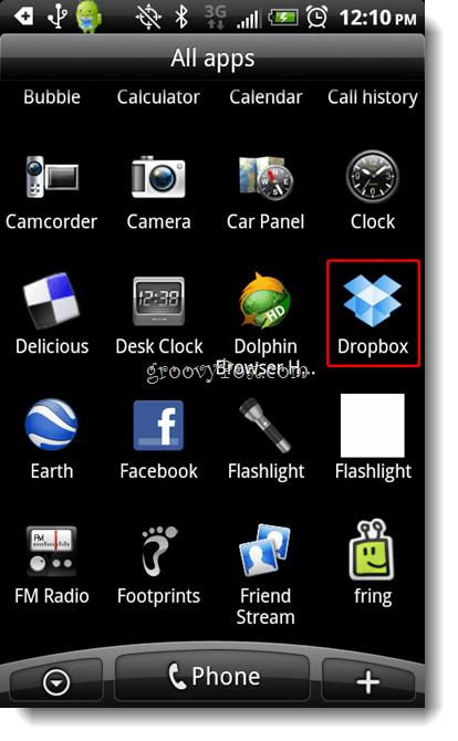 Android Dropbox Lansați pictograma Dropbox