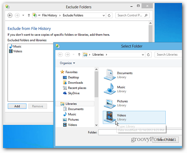 Configurați istoricul fișierelor Windows 8 pentru a recupera fișierele șterse