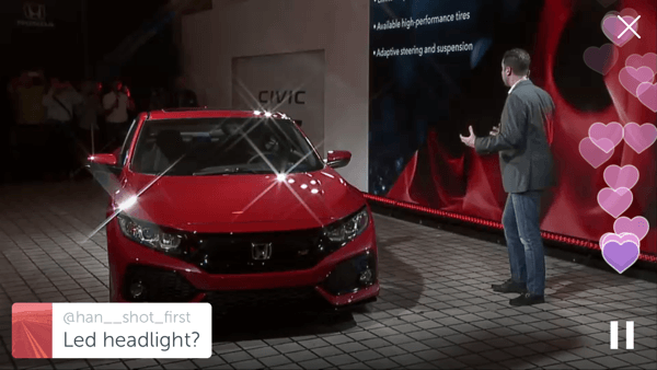 Honda a folosit Periscope pentru a dezvălui prototipul lor Civic SI din 2017.