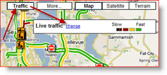 Opțiunea de schimbare a traficului Google Maps pentru trafic în direct