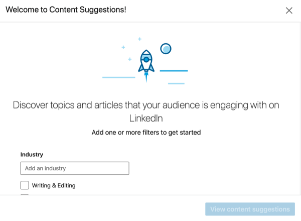 S-au configurat sugestii de conținut pentru pagina LinkedIn.
