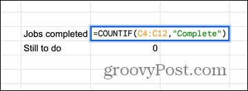 Formula countif google sheets cu valori personalizate