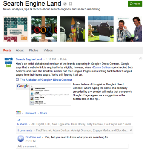 Pagini Google+ - Terenul motorului de căutare