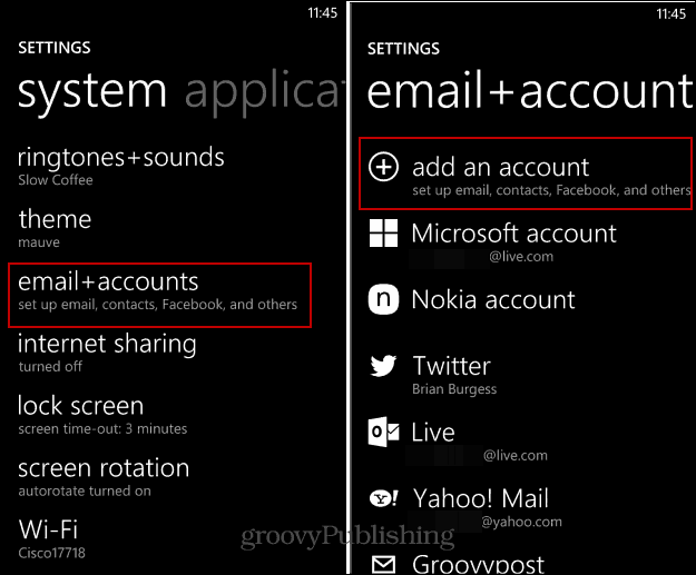 Cum să configurați conturi de e-mail și sociale pe Windows Phone