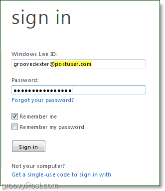 cum să vă conectați la un e-mail din domeniul Windows Live