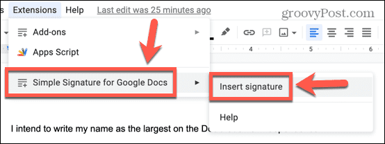google docs introduceți semnătura din add on