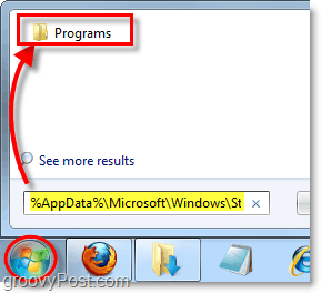 accesați folderul meniu de pornire din meniul de pornire din Windows 7