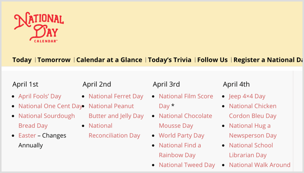 Calendarul Zilei Naționale