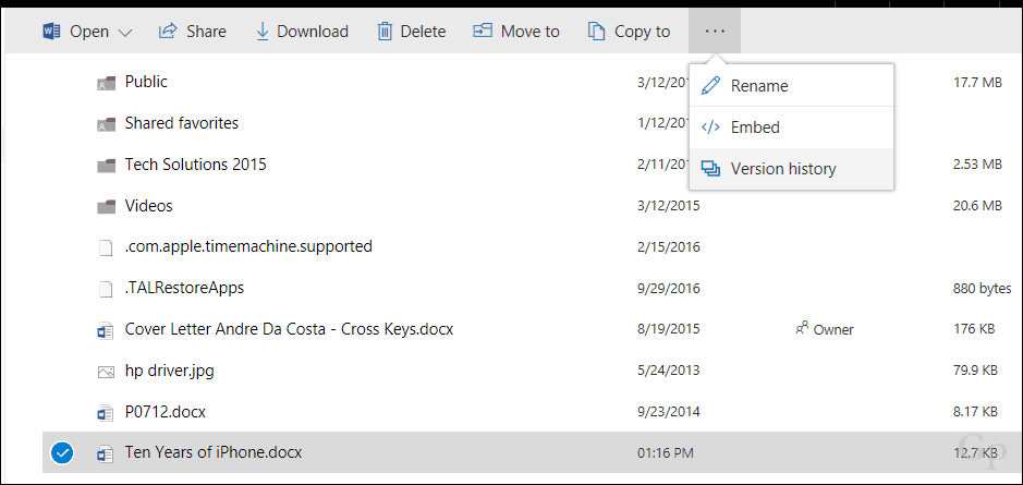 Restaurați versiunile anterioare ale fișierelor în OneDrive