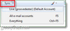 butonul de sincronizare Windows Live Mail