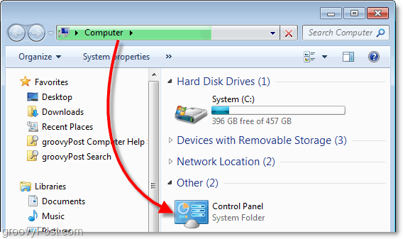 vizualizați panoul de control de pe computerul meu în Windows 7