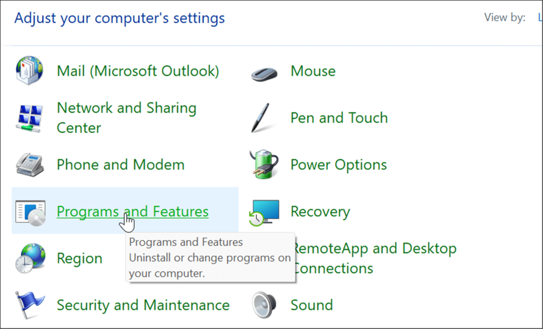 Programele și caracteristicile gestionează funcțiile opționale pe Windows 11