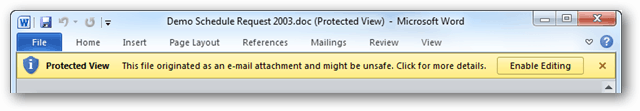Dezactivați vizualizarea protejată pentru atașările Outlook