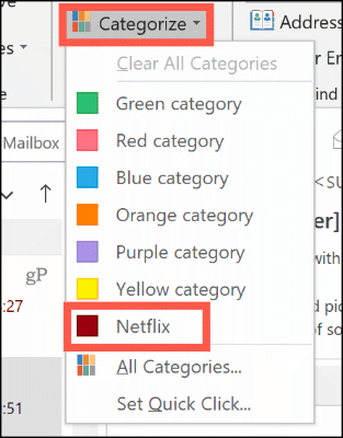Setați manual o categorie de culori în Outlook