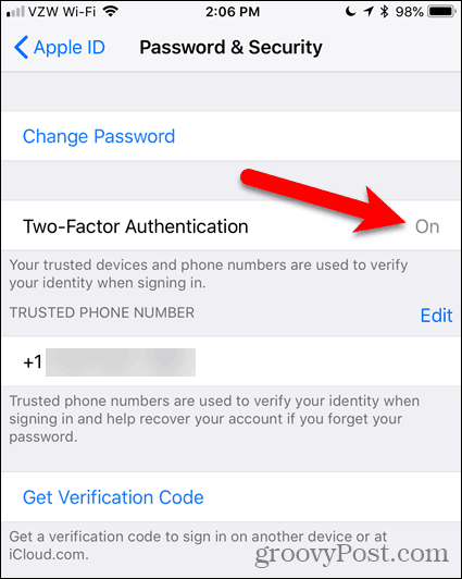 Autentificare cu doi factori pe iOS