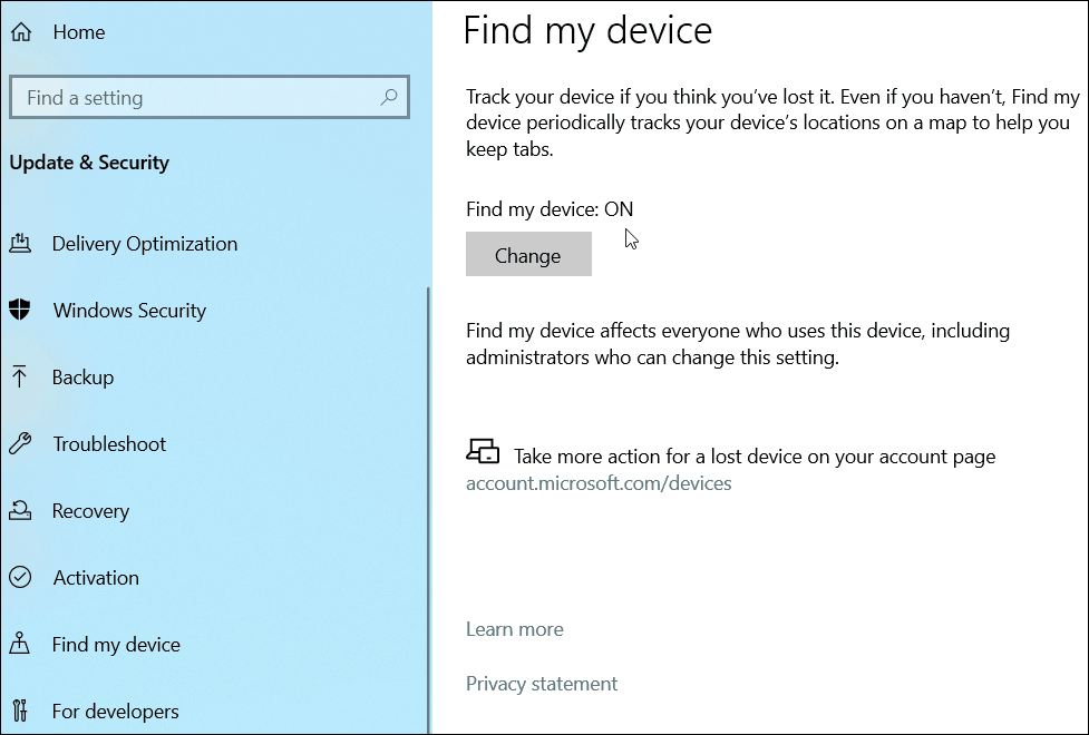 Găsiți dispozitivul meu Windows 10