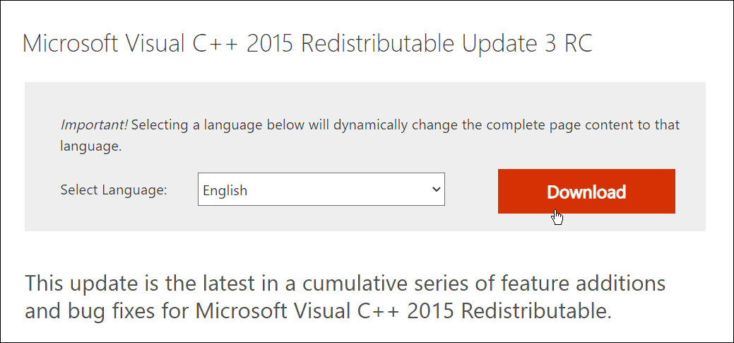 descărcați Microsoft Visual C++ redistribuible
