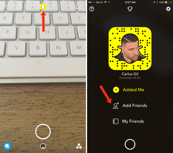 Snapchat adaugă prieteni din agenda