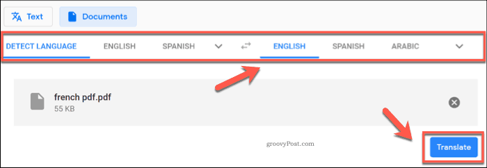 Traducerea unui document folosind Google Translate
