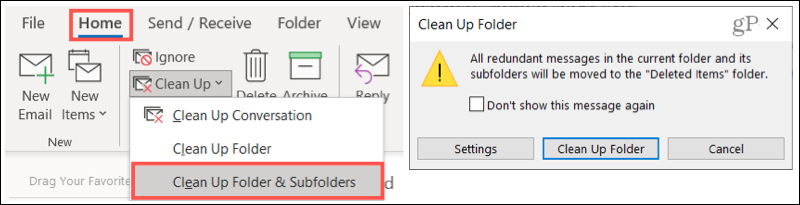 Curățați un folder și subfoldere