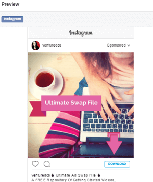 previzualizare anunț instagram