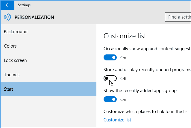 Windows 10: Eliminați elementele din meniul Start Lista cele mai utilizate