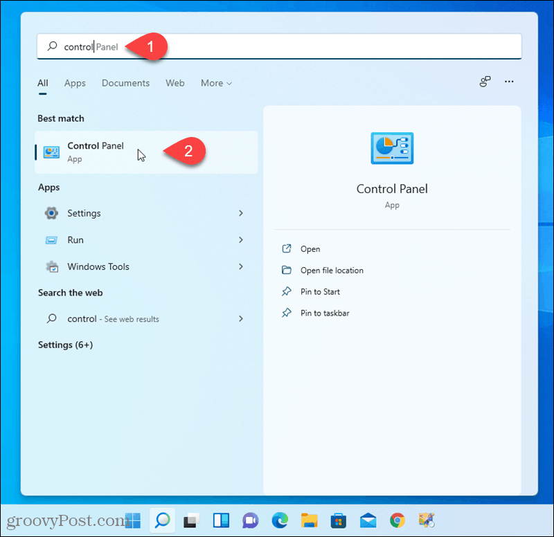 Deschideți Panoul de control în Windows 11