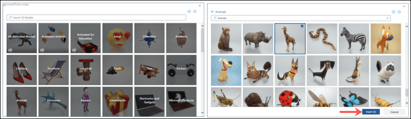 Căutați și răsfoiți modele 3D în Microsoft Office