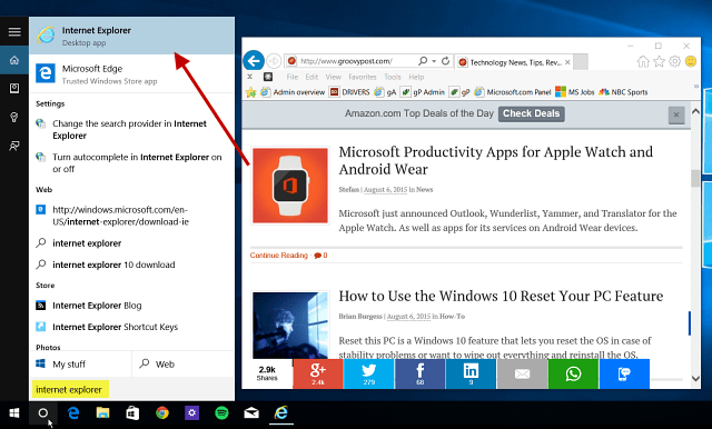 Windows 10 Sfat: Găsiți și utilizați Internet Explorer când este nevoie