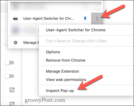 Inspectați fereastra pop-up cu extensia Chrome
